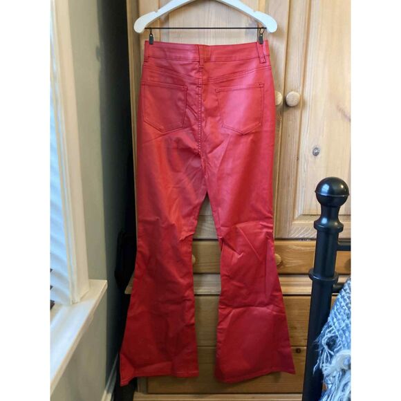 Legend | Red Vegan Leather High Waist Flare Pants | XL - Picture 5 of 5